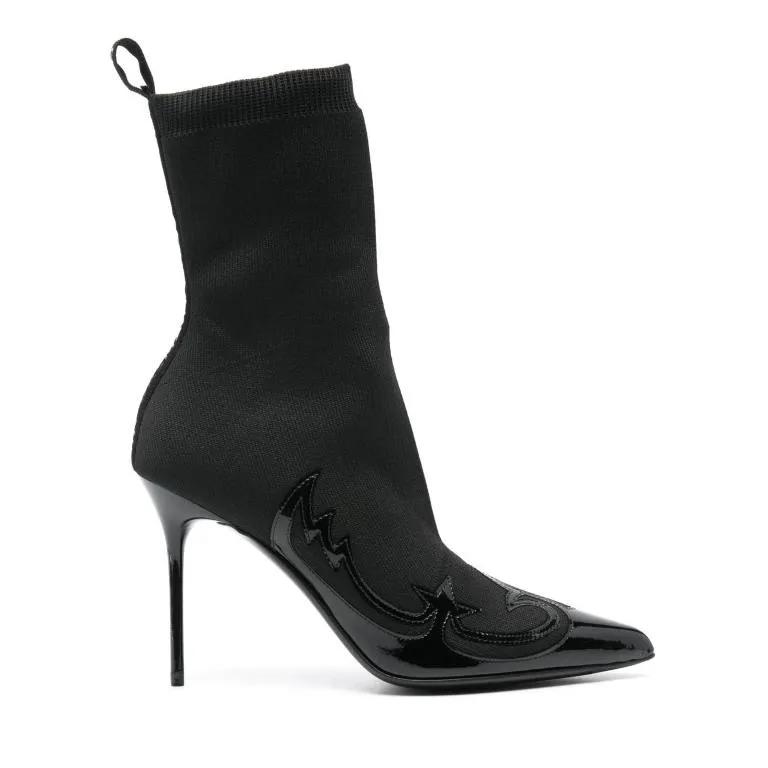 Balmain Boots & laarzen - Black Knitted-Ankle Ankle Boots in zwart