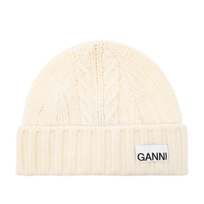 Beanie met logo Ganni , White , Dames