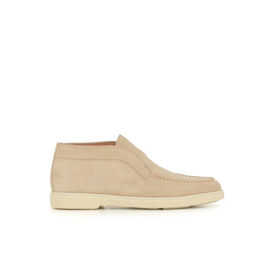 Beige Suède Laarzen met Ronde Neus Santoni , Beige , Dames