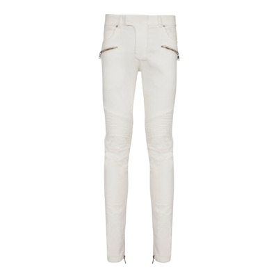 Biker jeans in wit denim Balmain , White , Heren