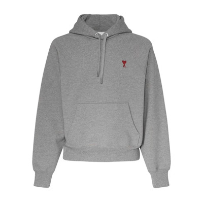 Biologisch katoenen hoodie met geborduurd logo Ami Paris , Gray , Heren