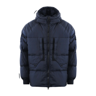 Blauwe Real Down Jas Stone Island , Blue , Heren