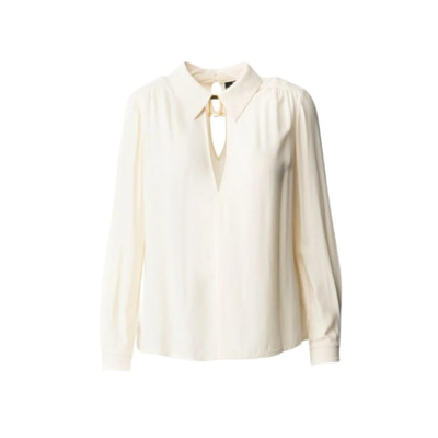 Blouse met verzamelde schouders en V-hals Elisabetta Franchi , White , Dames