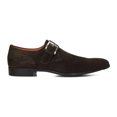 Bruin Suède Monk Strap Schoenen Santoni , Brown , Heren