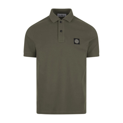 Bruine Polo Shirt met Gestreepte Details Stone Island , Brown , Heren