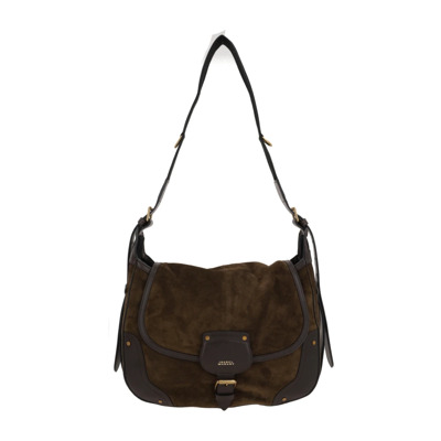 Bruine Suède Crossbody Tas met Leren Afwerking Isabel Marant , Brown , Dames