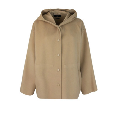 Bruine Wollen Jas Max Mara , Beige , Dames