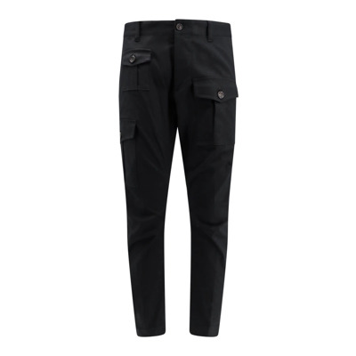 Cargo Broek met Logo Patch Dsquared2 , Black , Heren