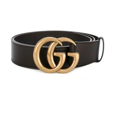 Double G Buckle Wide Riem Gucci , Black , Dames