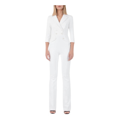 Dubbelbreasted jumpsuit in stretch crêpe Elisabetta Franchi , White , Dames