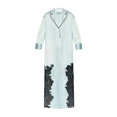 Elegant Lace Shirt Dress Ganni , Blue , Dames