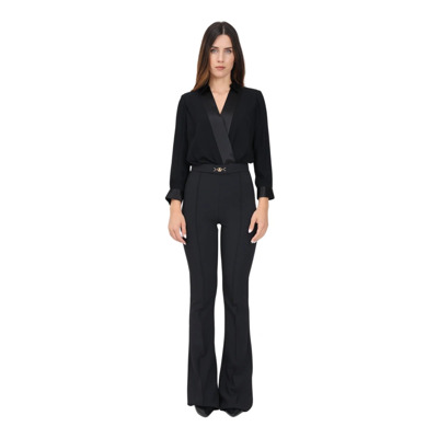 Elegante Zwarte Jumpsuit met 3/4 Mouwen Elisabetta Franchi , Black , Dames