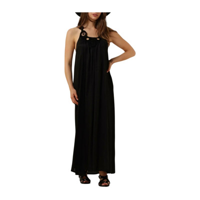 Elegante Zwarte Satijnen Midi Jurk Summum Woman , Black , Dames