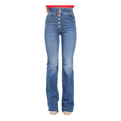 Flared Denim Jeans met Nautische Knopen Elisabetta Franchi , Blue , Dames