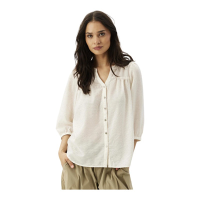 Flora Shirt Off White IN Front , White , Dames