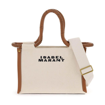 Geborduurd Logo Canvas Tote Tas Isabel Marant , Beige , Dames