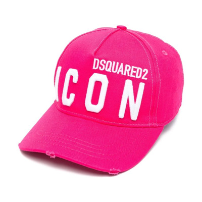 Geborduurd Logo Gebogen Klep Hoed Dsquared2 , Pink , Heren