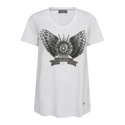 Geborduurd T-shirt met V-hals MOS Mosh , White , Dames