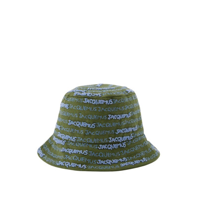 Geborduurde Bucket Hat - Khaki Katoen Jacquemus , Green , Unisex