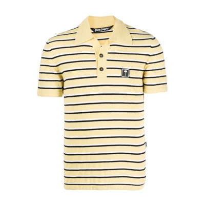 Gestreepte Terry Gebreide Polo Shirt Palm Angels , Yellow , Heren