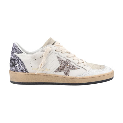 Glitter Leren Sneakers Golden Goose , White , Dames