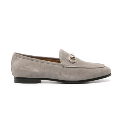 Grijze Suede Horsebit Loafers Gucci , Gray , Dames