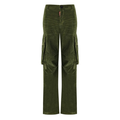 Groene Corduroy Cargo Broek met Geribbeld Patroon Dsquared2 , Green , Dames