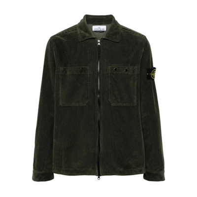 Groene Corduroy Overshirt Jas Stone Island , Green , Heren