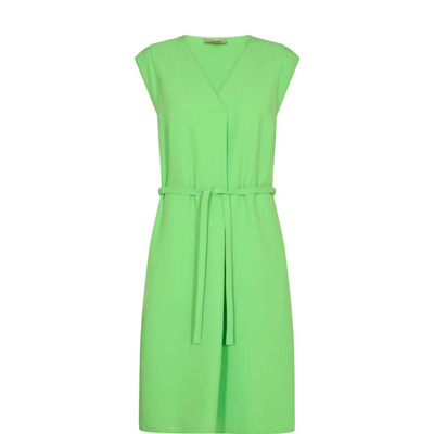 Groene V-Hals Jurk met Taille Riem MOS Mosh , Green , Dames