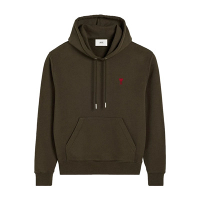 Hart Logo Khaki Rood Hoodie Ami Paris , Green , Dames