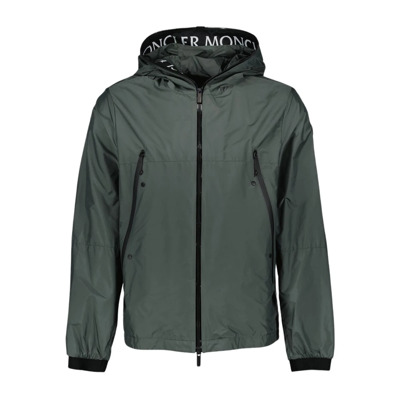 Hoge kraag jas met ritssluiting Moncler , Green , Heren