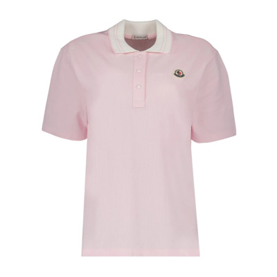 Klassieke Polo met Drukknoopsluiting Moncler , Pink , Dames