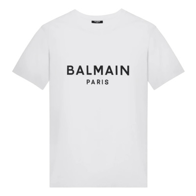 Korte Mouw Ronde Hals T-shirt Balmain , White , Heren