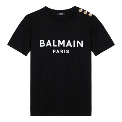 Korte mouw ronde hals T-shirt Balmain , Black , Dames