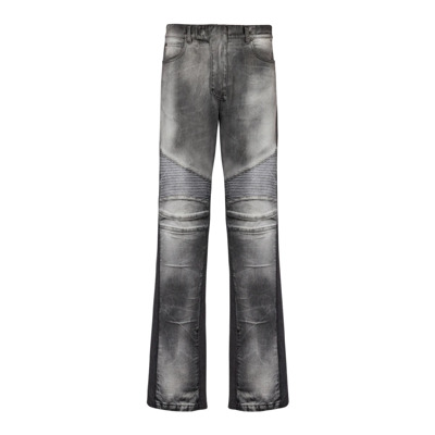 Losvallende denim biker jeans Balmain , Gray , Heren