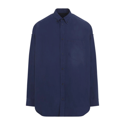 Marine Blue Cocoon Shirt Balenciaga , Blue , Heren