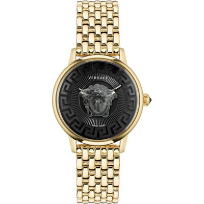 Medusa Alchemy Gouden Quartz Horloge Versace , Black , Dames