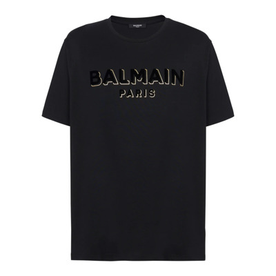 Metaic focket Bamain T-shirt Balmain , Black , Heren