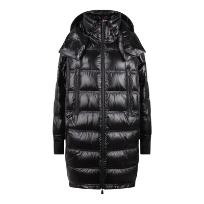 Nylon Midi Jas met Ritssluiting Moncler , Black , Dames