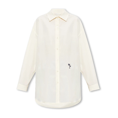 Oversized shirt van katoen Palm Angels , Beige , Dames