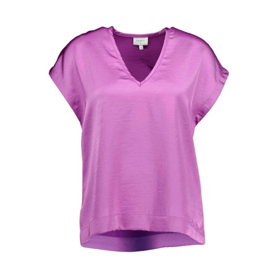 Paarse Satijnen Look Top - Elegante V-Hals Dante 6 , Purple , Dames