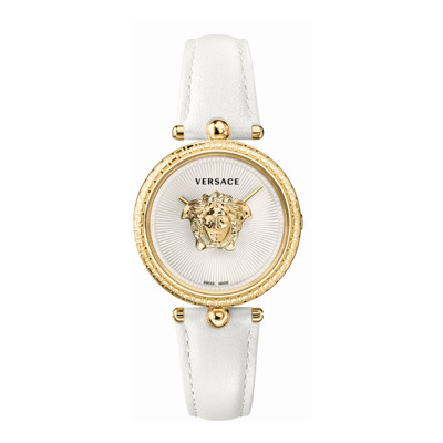 Palazzo Empire Wit Lederen Goud Stalen Horloge Versace , Multicolor , Dames