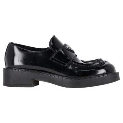 Pre-owned Leather flats Prada Vintage , Black , Dames