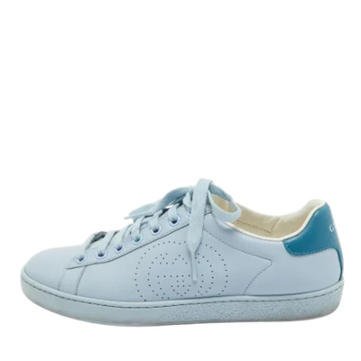 Pre-owned Leather sneakers Gucci Vintage , Blue , Dames