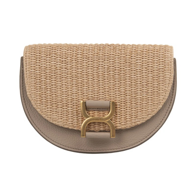 Raffia Flap Mini Tas Bruin Chloé , Brown , Dames