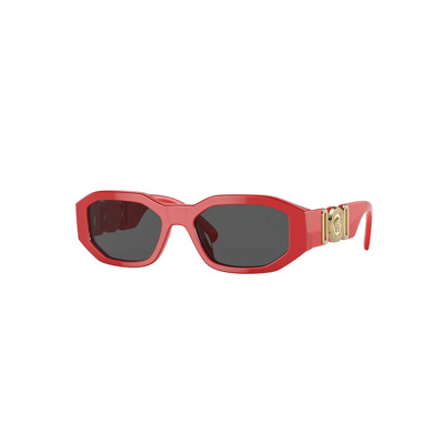 Rood Frame Donkergrijze Lens Zonnebril Versace , Red , Dames