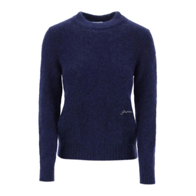 Round-neck Knitwear Ganni , Blue , Dames