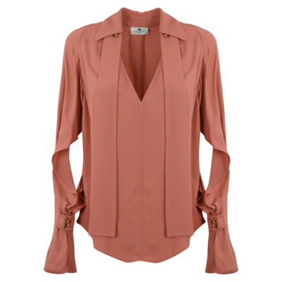 Roze Georgette Blouse met Cut-Out Mouwen Elisabetta Franchi , Pink , Dames