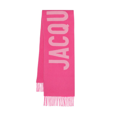 Roze Wollen Sjaal met Jacquard Logo Jacquemus , Pink , Heren