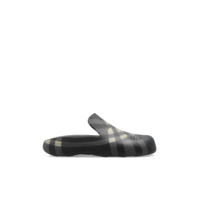 Rubberen slides met perforatie Burberry , Black , Heren